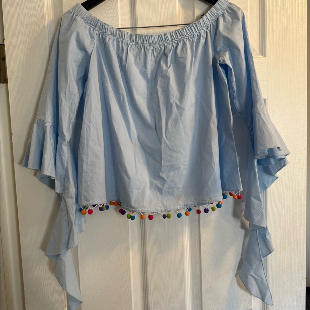 Forever 21 Light Blue Off-Shoulder Blouse